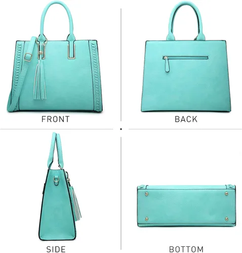 Miniatura 2 de Dasein Bolsos de mano para mujer, bolso de hombro de cuero vegano, bolso de trabajo para mujer con bolso a juego, Marrón