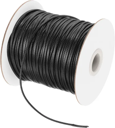 Miniatura 97 de MECCANIXITY Cordón encerado de poliéster encerado de 0.020 in, cuerda de cera de 175 yardas para hacer pulseras, collares, cuentas, joyería y Negro
