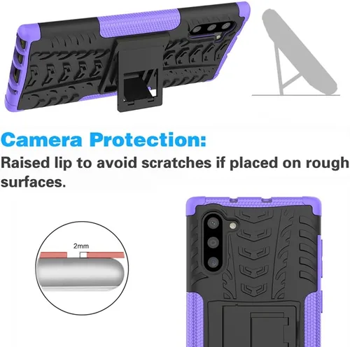Miniatura 6 de Asuwish Funda de teléfono para Samsung Galaxy Note 10 5G con protector de pantalla de vidrio templado y soporte delgado, híbrida, resistente, funda