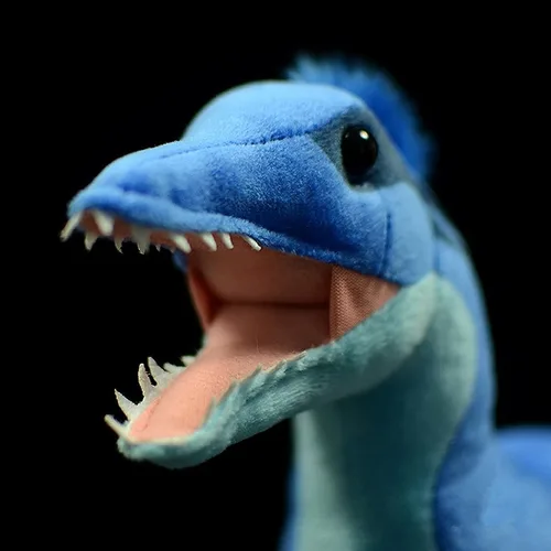 Miniatura 4 de Peluche de dinosaurio microraptor de simulación – Peluche de dinosaurio azul de 18 pulgadas Utahraptor tiranosaurio, figuras de peluche suaves