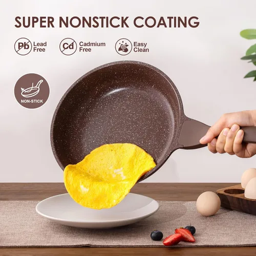 Miniatura 2 de SENSARTE Juego de utensilios de cocina antiadherentes de 16 piezas, juego de ollas y sartenes saludables, juego de cocina antiadherente con asas que