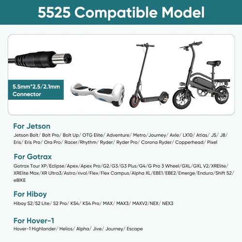 Miniatura 7 de Cargador eléctrico para scooter y hoverboard de 42 V 2 A, 6 en 1, adaptador de corriente para scooter multienchufe, compatible con Segway, Jetson