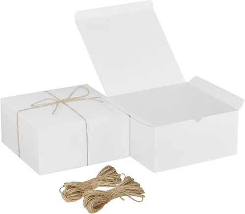 Miniatura 12 de Xxcxpark 24 cajas de regalo blancas de 6.2 x 3.5 x 3.5 pulgadas, caja de embalaje de papel kraft con tapa para manualidades, cubos, cupcakes, cajas