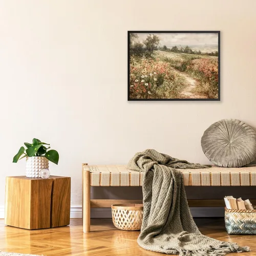 Miniatura 6 de Arte de pared de paisaje con flores silvestres y naturaleza, póster floral botánico retro, pinturas de plantas de cabaña, impresiones en lienzo