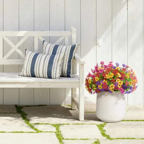 Miniatura 5 de Lifewit Flores artificiales para interiores y exteriores, 12 paquetes de flores falsas de plástico con hojas de eucalipto para decoración del jardín