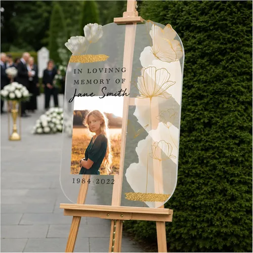 Miniatura 15 de SPEEDYORDERS Cartel funerario personalizado con foto - Cartel de bienvenida - In Loving Memory - Banner personalizado