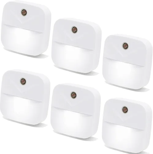 Miniatura 10 de Paquete de 6 luces nocturnas enchufables, luces nocturnas LED inteligentes con sensor de atardecer a amanecer, luces nocturnas enchufables