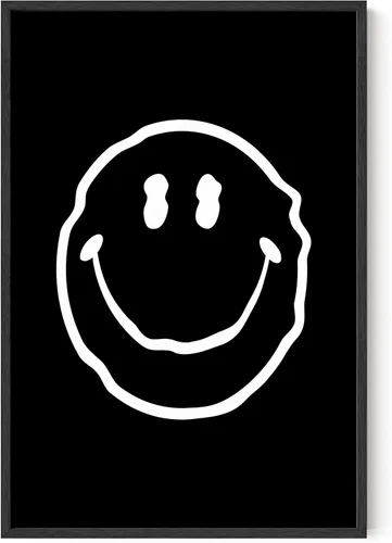 Miniatura 99 de HAUS AND HUES Impresión artística de sonrisas ácidas negras - Individual - 12x16 Smileys negros