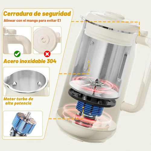 Miniatura 6 de Arcmira - Máquina para hacer leche de nuez 10 en 1, máquina para hacer leche de soja de 42 onzas con panel LED 10 Blade/Delay Start/Keep Warm/Self