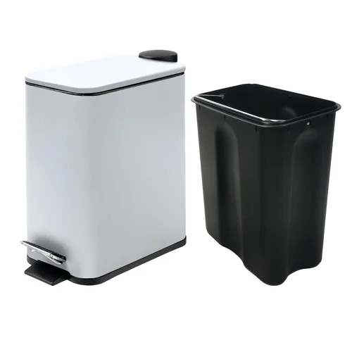 Miniatura 5 de Bote de basura pequeño de acero inoxidable con tapa y pedal de escalón, cubo de basura de cierre suave de 6 litros/1.6 galones con cubo