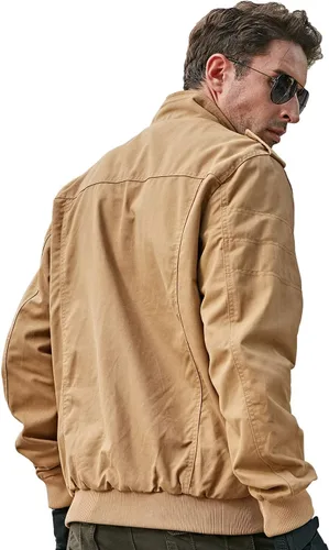 Miniatura 3 de HIJEWE Men Military Jacket Casual Cotton Utility Coat Spring Falls Durable Army Cargo Bomber Stand Collar Multi-Pocket Jacket