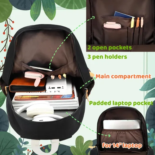 Miniatura 4 de Leaper - mochila escolar para niñas, mochila informal, bolsa de viaje con bolsillos laterales