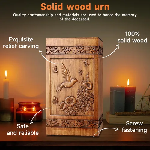 Miniatura 3 de Urna de madera para cenizas adultas masculinas y hembras, hecha a mano grandes urnas de cremación para cenizas humanas, hombres y mujeres, urna