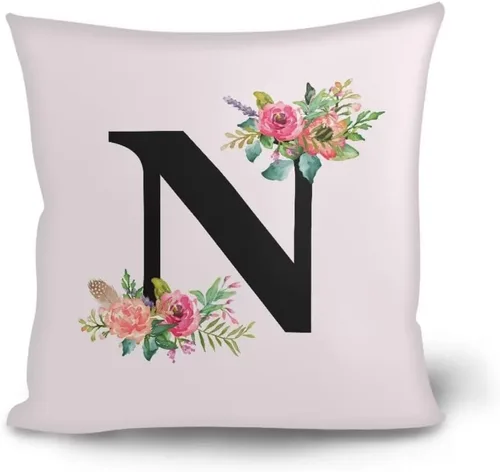 Miniatura 15 de Fundas de almohada decorativas del alfabeto, fundas de almohada con estampado floral de la letra B, fundas de almohada cuadradas suaves, fundas