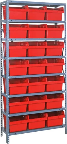 Miniatura 43 de Quantum QSBU-245BK Heavy Duty Shelving Unit with (7) Shelves and (24) QUS245 Black Bins for Garage Warehouse Storage Distribution 400 lb Load