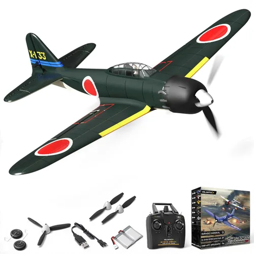 VOLANTEXRC Avión RC para principiantes, avión RC de la Segunda Guerra Mundial 4CH A6M Zero con Aileron, avión de control remoto de 2.4 GHz con auto