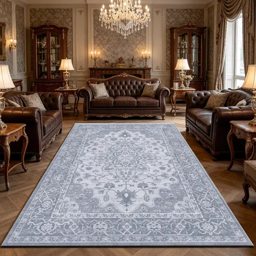 Miniatura 42 de Ukeler - Alfombra rústica con diseño floral para sala, dormitorio, comedor, Country rústico, Azul (luxury blue)