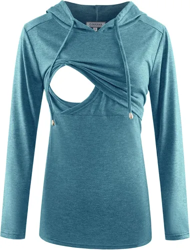 Miniatura 162 de GINKANA Sudadera con capucha para mujer, manga larga, lactancia materna, ropa casual