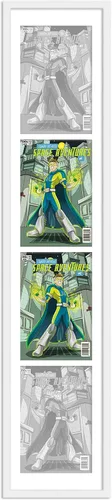 Miniatura 94 de Marco de cómic blanco mate para cómics publicado entre 1938 y 1955 (marco de madera maciza de cómic de la edad dorada) hecho para mostrar 4 cómics