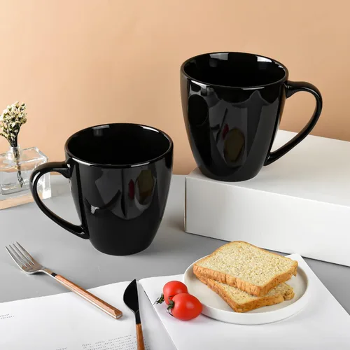 Miniatura 3 de BOSHANB - Taza de café grande de 39 onzas, taza de té de cerámica para oficina y hogar, gran capacidad con asa (negro)