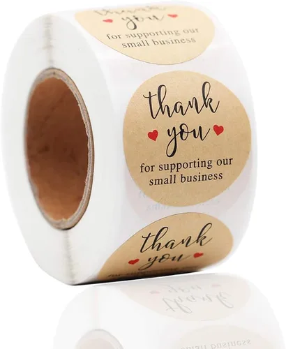 Miniatura 7 de 500 piezas YOGET Calcomanías Redondas de 1.5 Pulgadas Hechas a Mano con Amor, Calcomanías de Agradecimiento en Rollo de Papel Kraft con Adhesivo
