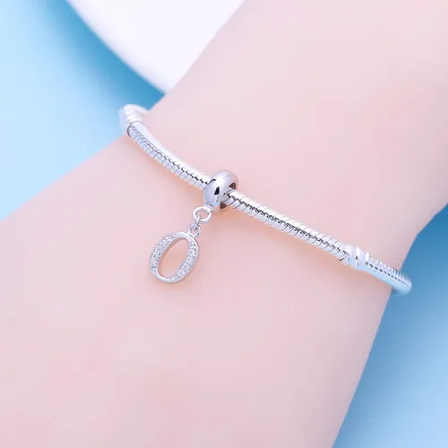 Miniatura 71 de ABUN Abalorio de plata de ley 925 con letra A a la Z, espaciador de inicial, con circonita cúbica transparete colgante, auténtica, para pulseras