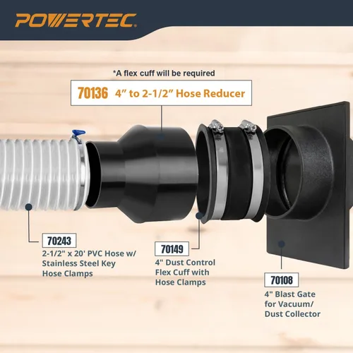 Miniatura 3 de POWERTEC 70136 cono reductor de 4" a 2-1/2". Reductor de cono de 4" a 2-1/2