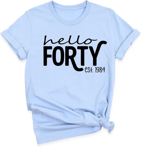 Miniatura 5 de Hello Forty Women's Men's 40th Birthday Party Shirt, Hello Forty Outfit, 40 Bday T-Shirt, 40th Birthday Gifts For Women, EST 1985 Birthday Gift