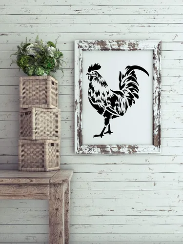 Miniatura 4 de Plantilla de gallo – Pinta tu propio letrero de madera – Reutilizable – Casa de campo