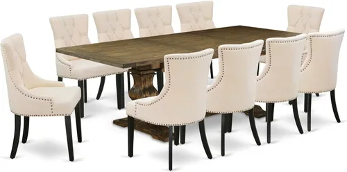 Miniatura 20 de East West Furniture ALAFR7-81-02 Juego de mesa de comedor moderno de 7 piezas consta de una mesa rectangular de madera con hojas extraíbles y 6