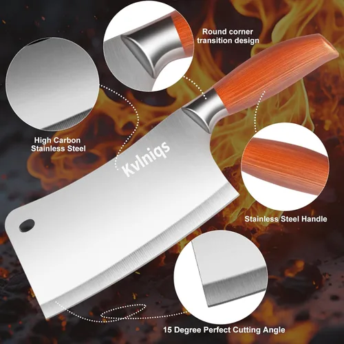 Miniatura 3 de Cuchillo de carnicero de 7 pulgadas, cuchilla para carne, cortador de huesos resistente, cuchillo de chef de cocina multiusos para cortar huesos