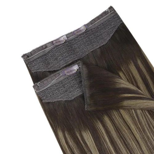 Miniatura 19 de Easyouth Extensión de cabello humano rubio con cola de caballo, extensiones de cabello humano rubio dorado con reflejos rubios, extensiones