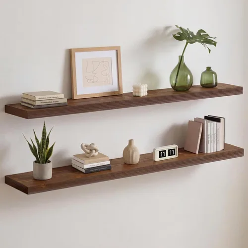 Miniatura 76 de Homeforia Estante flotante blanco de 48 pulgadas, estantes flotantes de madera maciza de alta gama de 48 pulgadas de largo para montaje en pared
