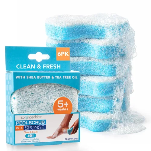 Miniatura 30 de Spongables Pedi Scrub - Esponja exfoliante para pies de 5+ lavados, lavanda, 6 unidades Aceite de árbol de té de lavanda Viaje