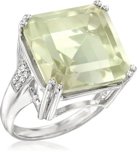 Miniatura 5 de Ross-Simons 16.00 Carat Prasiolite and .19 ct. t.w. Diamond Ring in Sterling Silver