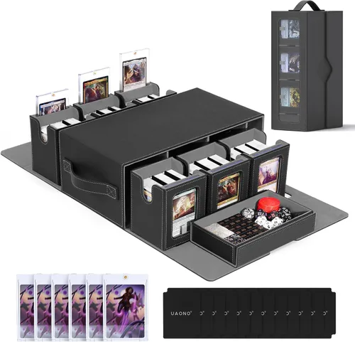Miniatura 10 de UAONO Commander Deck Box para MTG, Estuche Modular de Cartas de 6 Mazos con Bandeja para Dados que Contiene más de 600 Cartas con Doble Funda, Caja