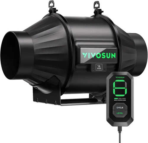 Miniatura 11 de VIVOSUN Ventilador de conducto en línea G4 de 4 pulgadas y 3 modos de ciclo controlador de velocidad E12, kit de ventilación para tienda de cultivo