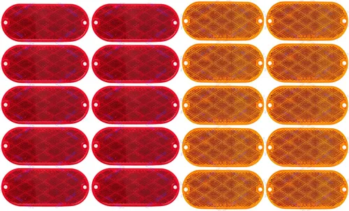 Miniatura 13 de All Star Truck Parts Reflectores ovalados rojos/ámbares autoadhesivos o con montaje para taladrar, montaje rápido SAE 13 DOT (Rojo, 6)