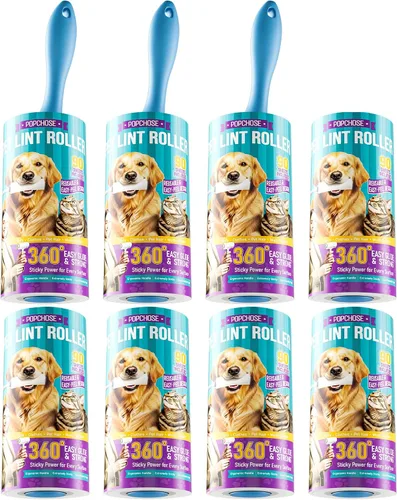Miniatura 15 de POPCHOSE Rodillos de pelusa para pelo de mascotas extra pegajosos, 600 hojas extra pegajosos para pelo de mascotas, 3 asas y 6 rollos adhesivos