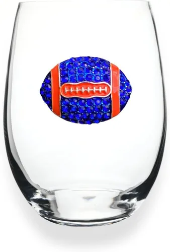 Miniatura 7 de THE QUEENS' JEWELS Copa de vino de tallo con joyas de fútbol (diamante y negro) - Regalo único para mujeres, cumpleaños, lindo, divertido, sin