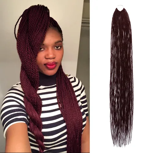 Miniatura 32 de AU-THEN-TIC Cabello senegalés con trenzas de ganchillo de 22 pulgadas, 6 paquetes de 40 mechones por paquete, extensiones de cabello de ganchillo