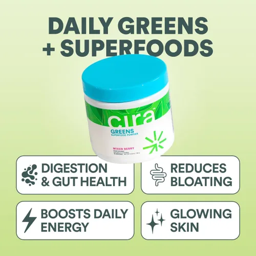 Miniatura 2 de Cira Daily Greens - Polvo de superalimento de espirulina orgánica endulzado naturalmente con ingredientes ricos en antioxidantes para deshinchazón