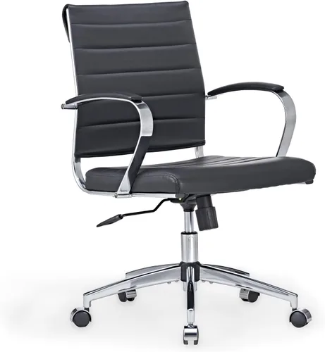 Miniatura 11 de Silla de oficina ergonómica, silla de escritorio giratoria ajustable con reposabrazos en cuero vegano, silla de respaldo alto para soporte lumbar
