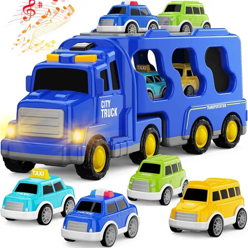 Miniatura 9 de FunMission Camión de bomberos para niños de 3 a 9 años, vehículo eléctrico de fricción 5 en 1 para niños y niñas de 3, 4, 5, 6, 7 años, juguetes