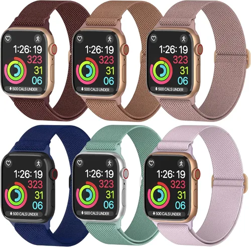 Miniatura 20 de Correas de nailon para Apple Watch unisex – iWatch 1/2/3/4/5/6/7/8/9/SE/Ultra 2 correas para 1.496 in/1.575 in/1.614 in/1.654 in/1.732 in/1.772