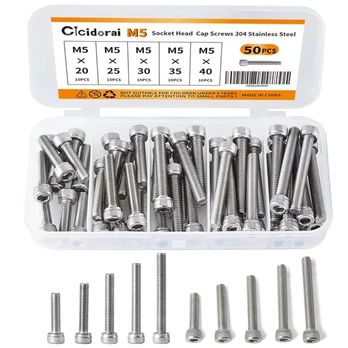 Miniatura 10 de Tornillos de cabeza hueca M5 x 0.315 in, 0.472 in, 0.630 in, 0.787 in, 0.984 in, acero inoxidable 304, accionamiento hexagonal Allen métrico