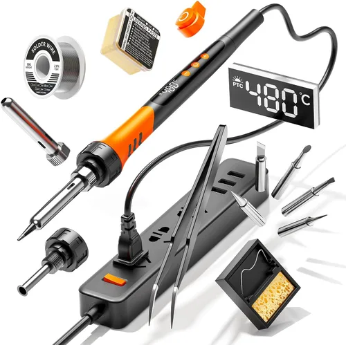 Miniatura 8 de Soldador LCD de 90 W 110 V, kit de soldador, herramienta de pistola de soldadura 10 en 1, 5 puntas de soldador, alambre de soldadura, pasta