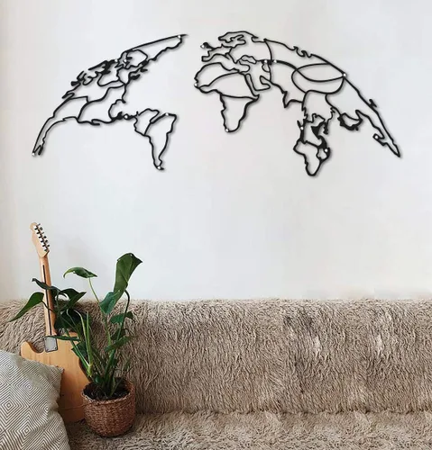 Miniatura 7 de Tubibu Decoración decorativa de pared de mapa del mundo de metal, decoración de oficina en casa, decoración de dormitorio y sala de estar