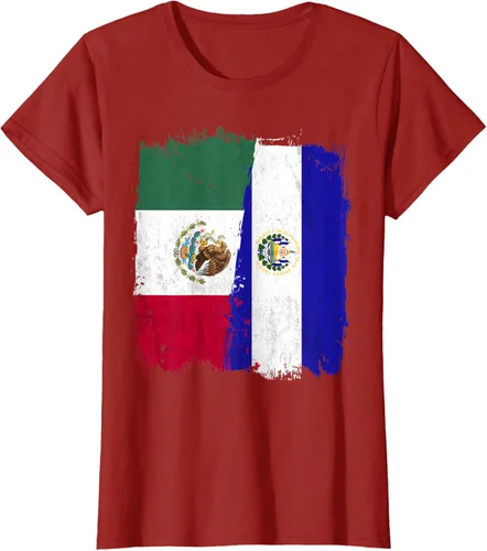 Miniatura 71 de Camiseta con la bandera mexicana de El Salvador con la mitad de la bandera mexicana de El Salvador