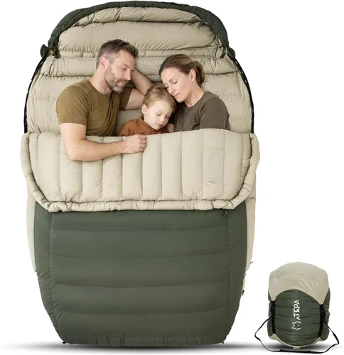 ATEPA Down Sleeping Bag, 700FP Cold Weather Wide XL 3 Season Double/Single Sleeping Bags for Adults with Compression Sack for Camping Backpacking
